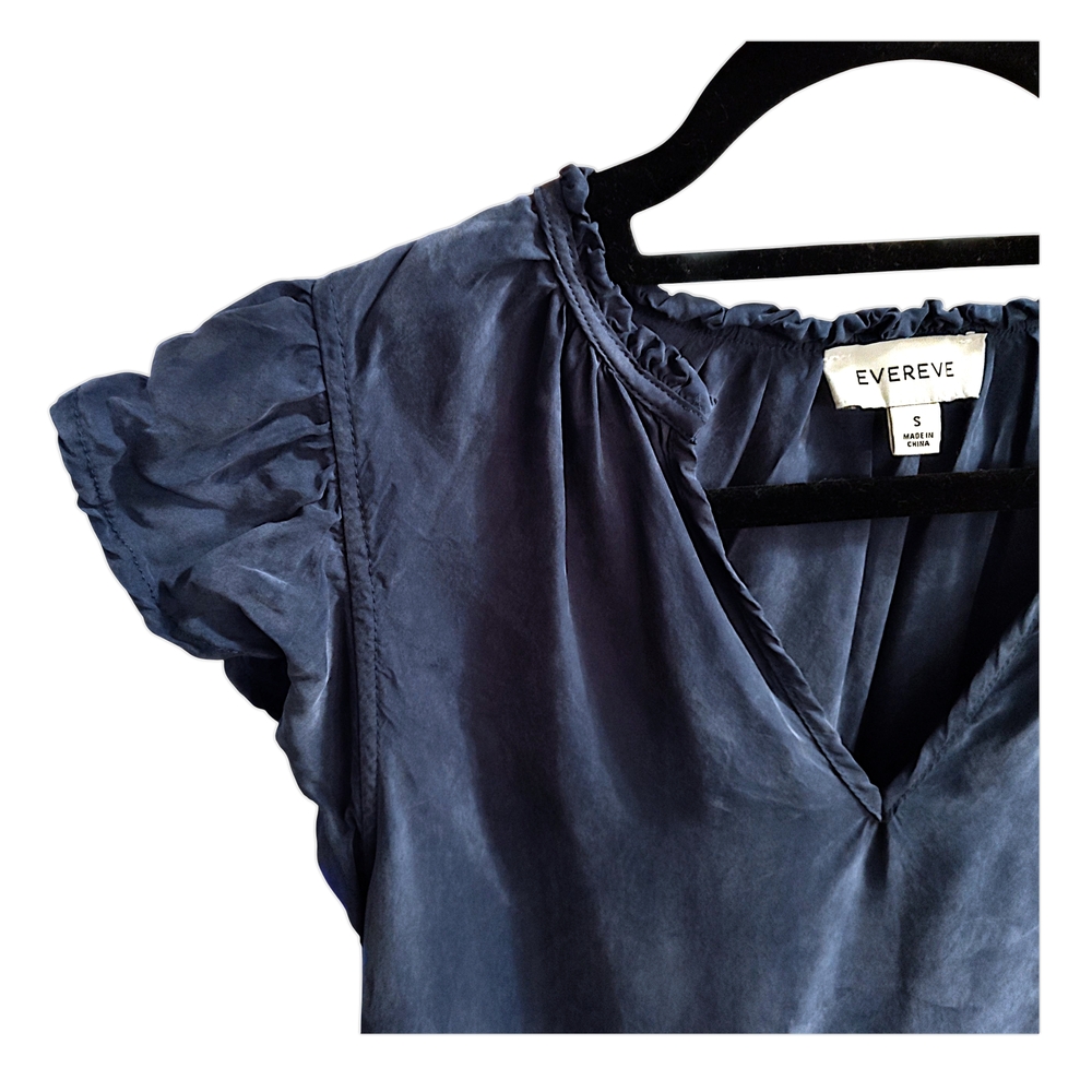 Evereve Blue V-Neck Flutter Sleeve Mini Dress Womens Size Small - Picture 5 of 8